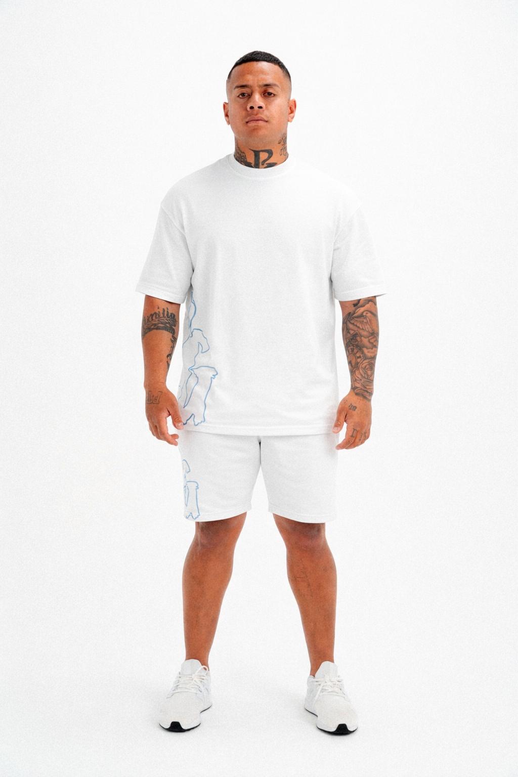 CODE OF SILENCE TEE- (WHITE/CLOUD BLUE)