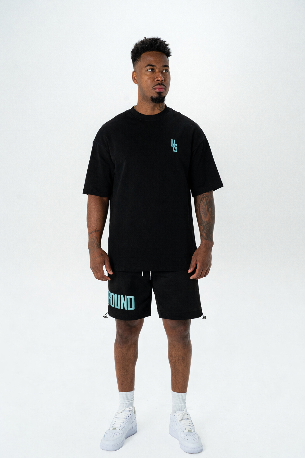 EMPIRE SHORTS- (BLACK/TIFFANY)