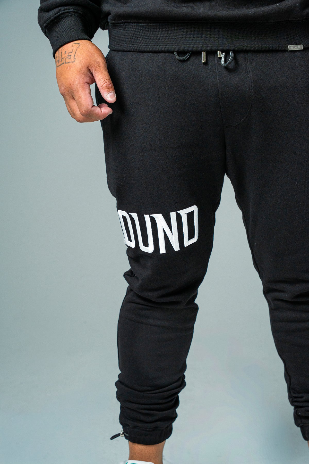 Black 3D Embroidered Trackpants
