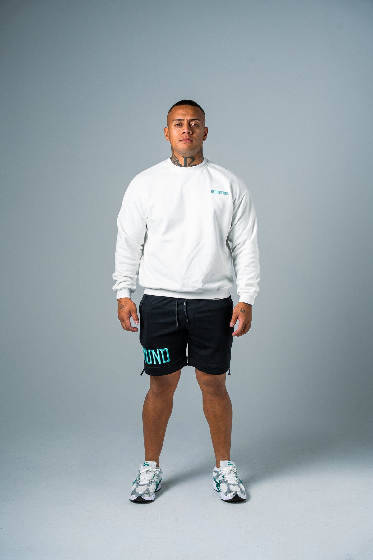 RELAXED FIT CREW (WHITE/TIFFANY)