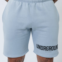 Powder Blue Double Print Cotton Shorts
