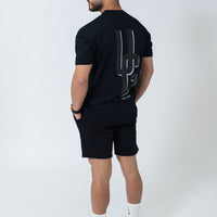 Black Double Print Cotton Shorts