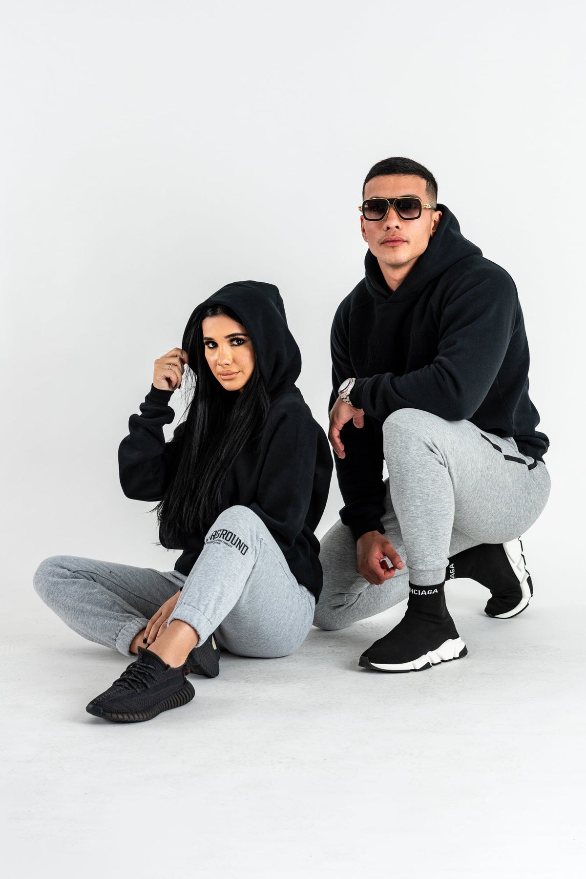 BLACK EMBOSSED HOODIE