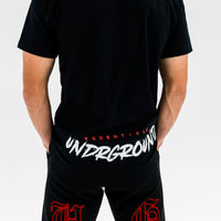 Curved Black Tee x Red Print