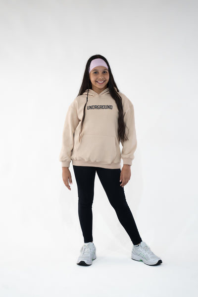 Kids Tan/Black " Moving In Silence " hoodie