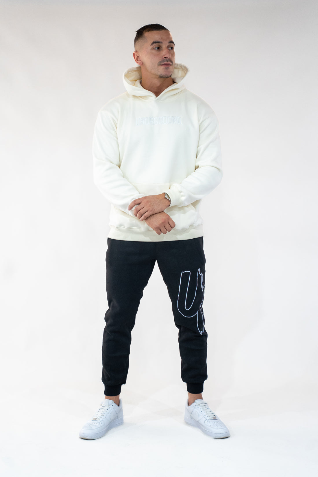 Cream/Off White Hoodie " Moving In Silence " Collection