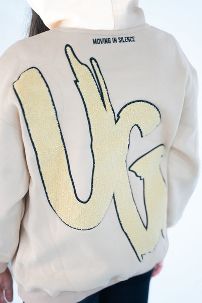Kids Tan/Black " Moving In Silence " hoodie