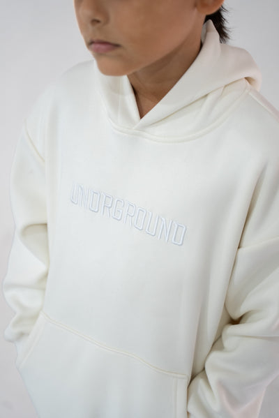 Kids White/Cream " Moving In Silence " Hoodie