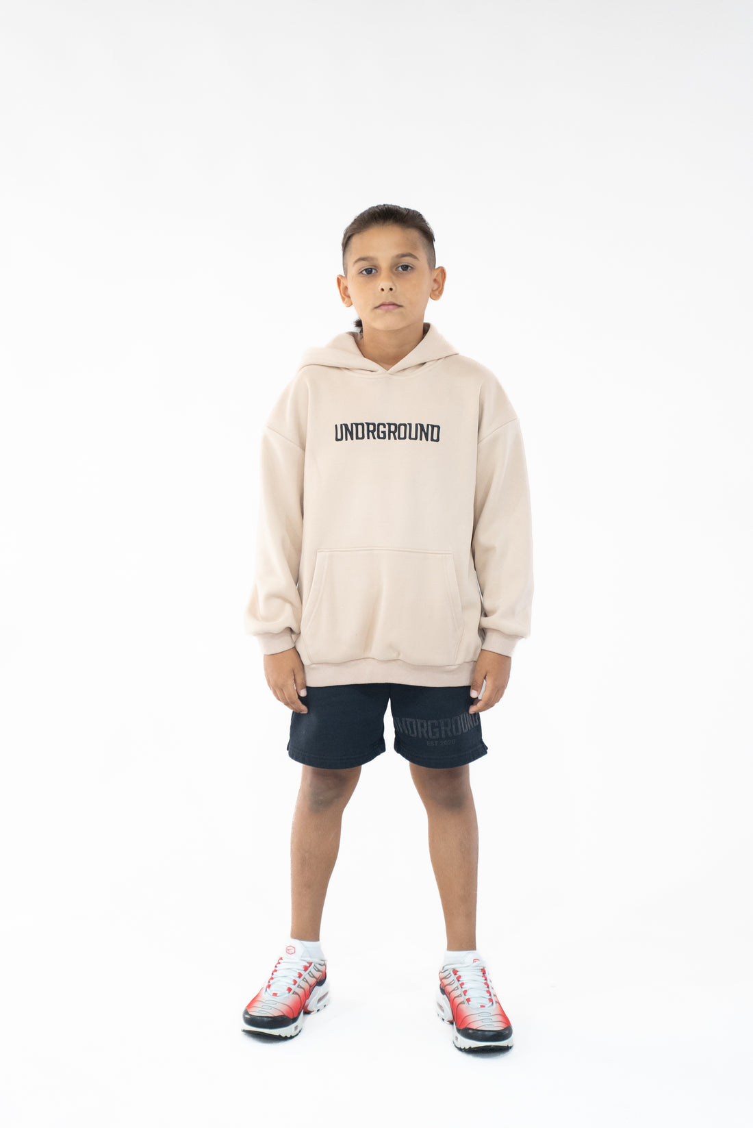 Kids Tan/Black " Moving In Silence " hoodie