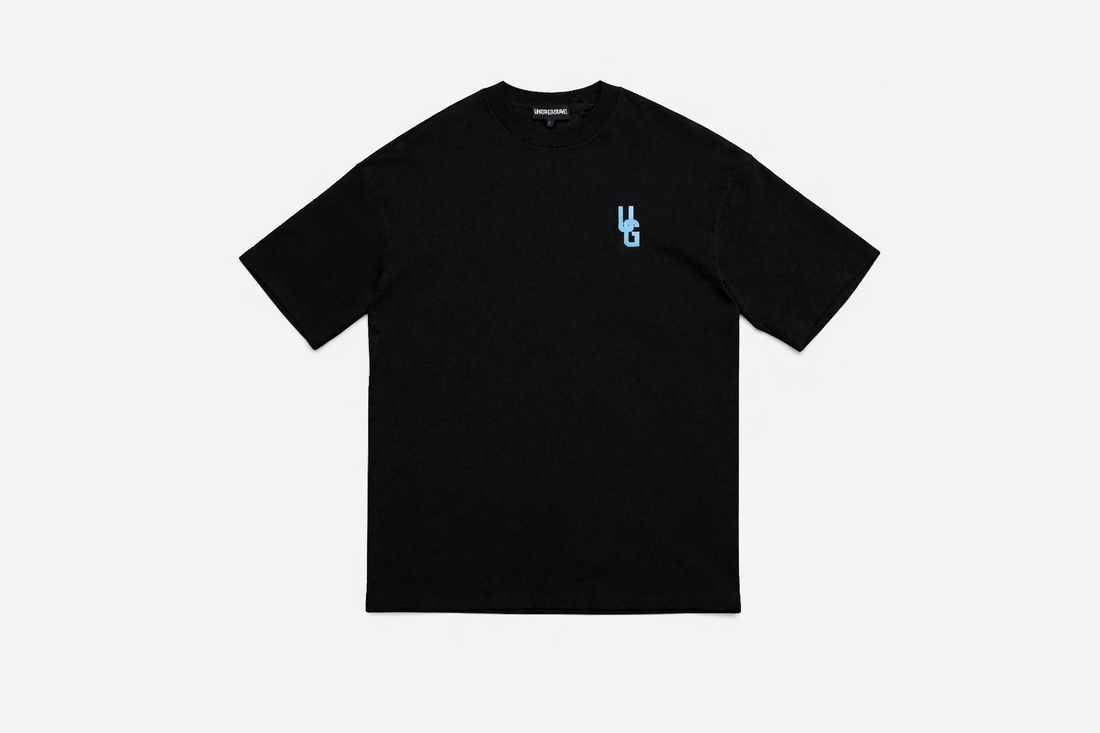 ORIGIN TEE BLACK/CLOUD NINE BLUE
