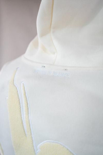 Cream/Off White Hoodie " Moving In Silence " Collection