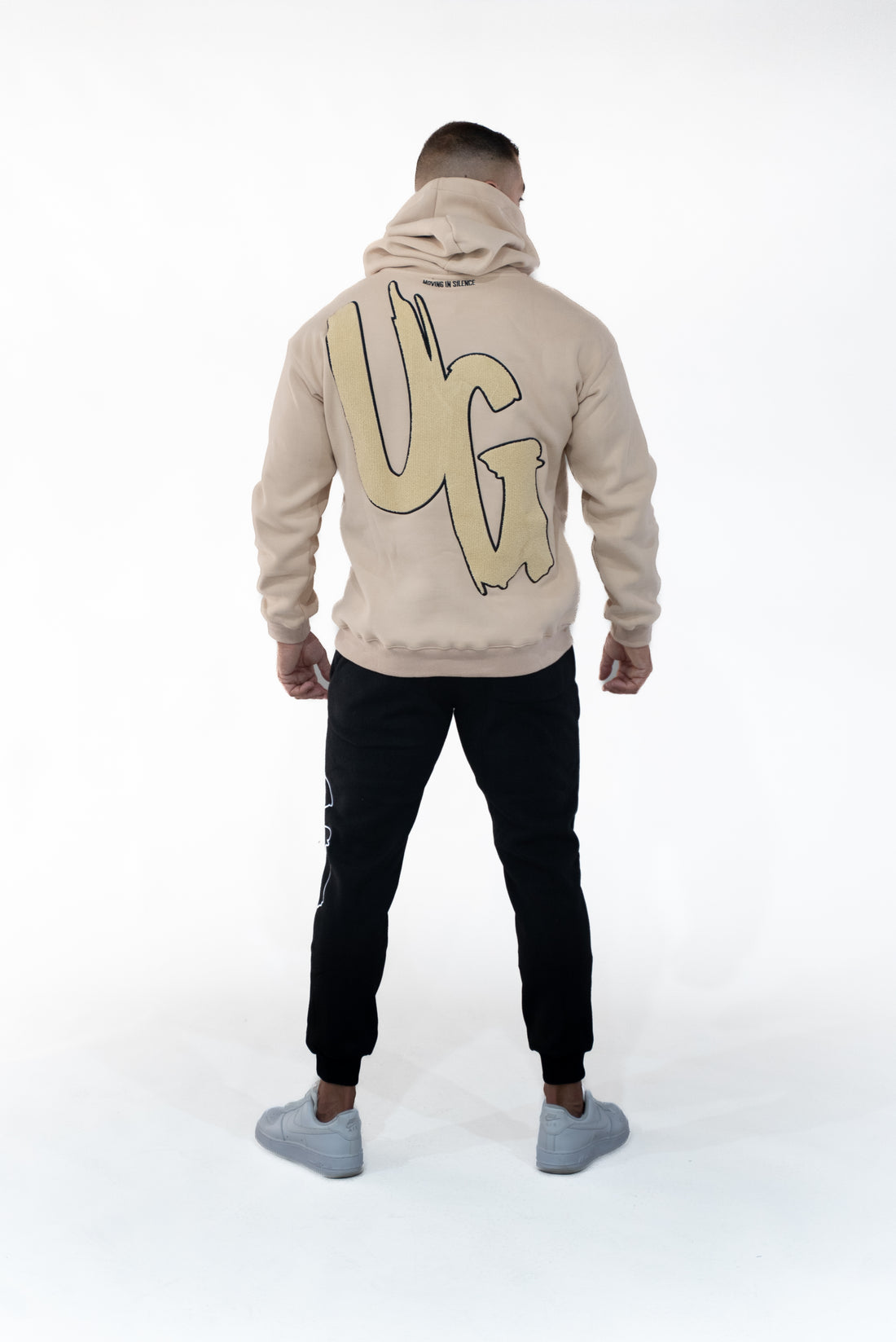 Tan/Black Hoddie " Moving In Silence " Collection