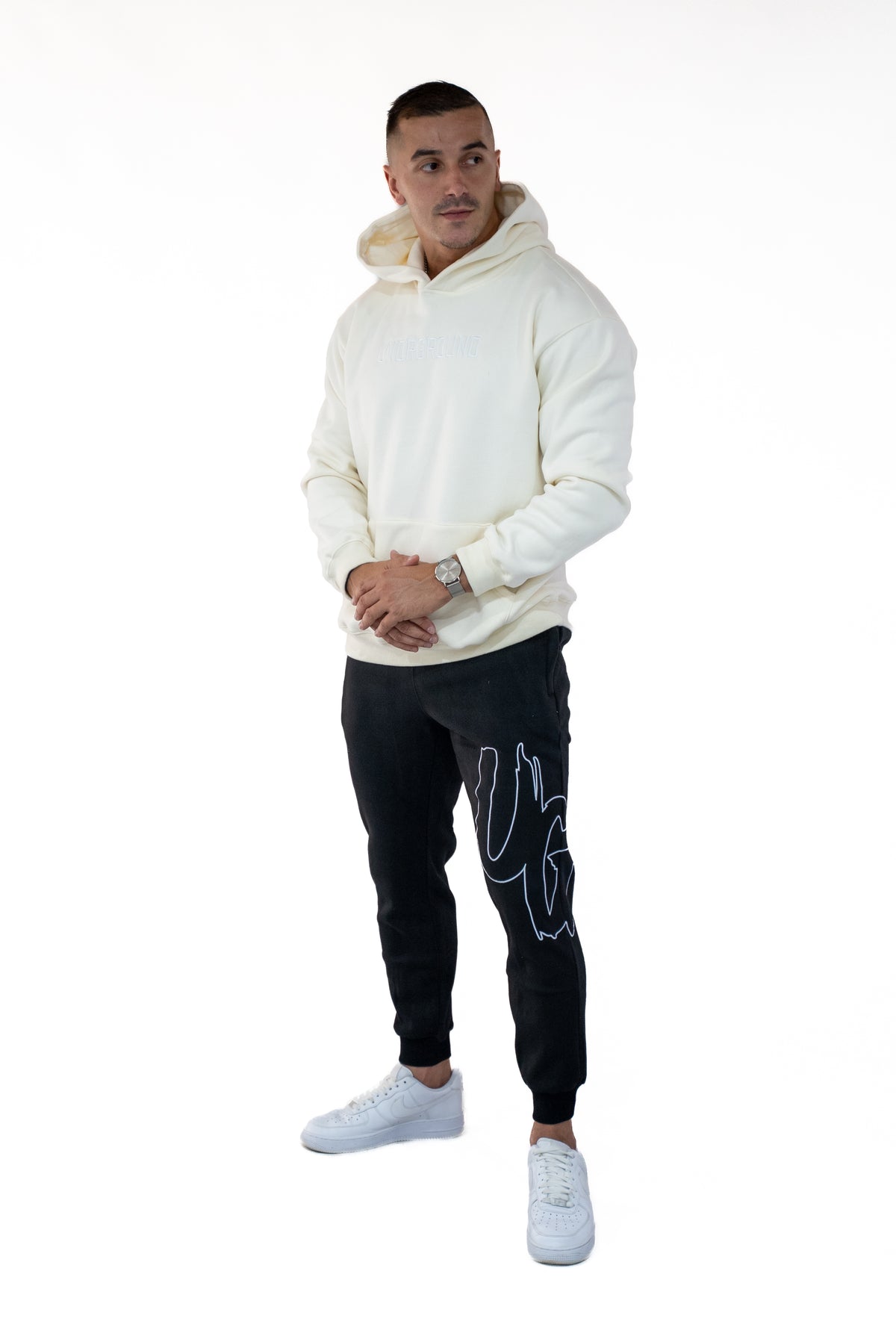 Cream/Off White Hoodie " Moving In Silence " Collection