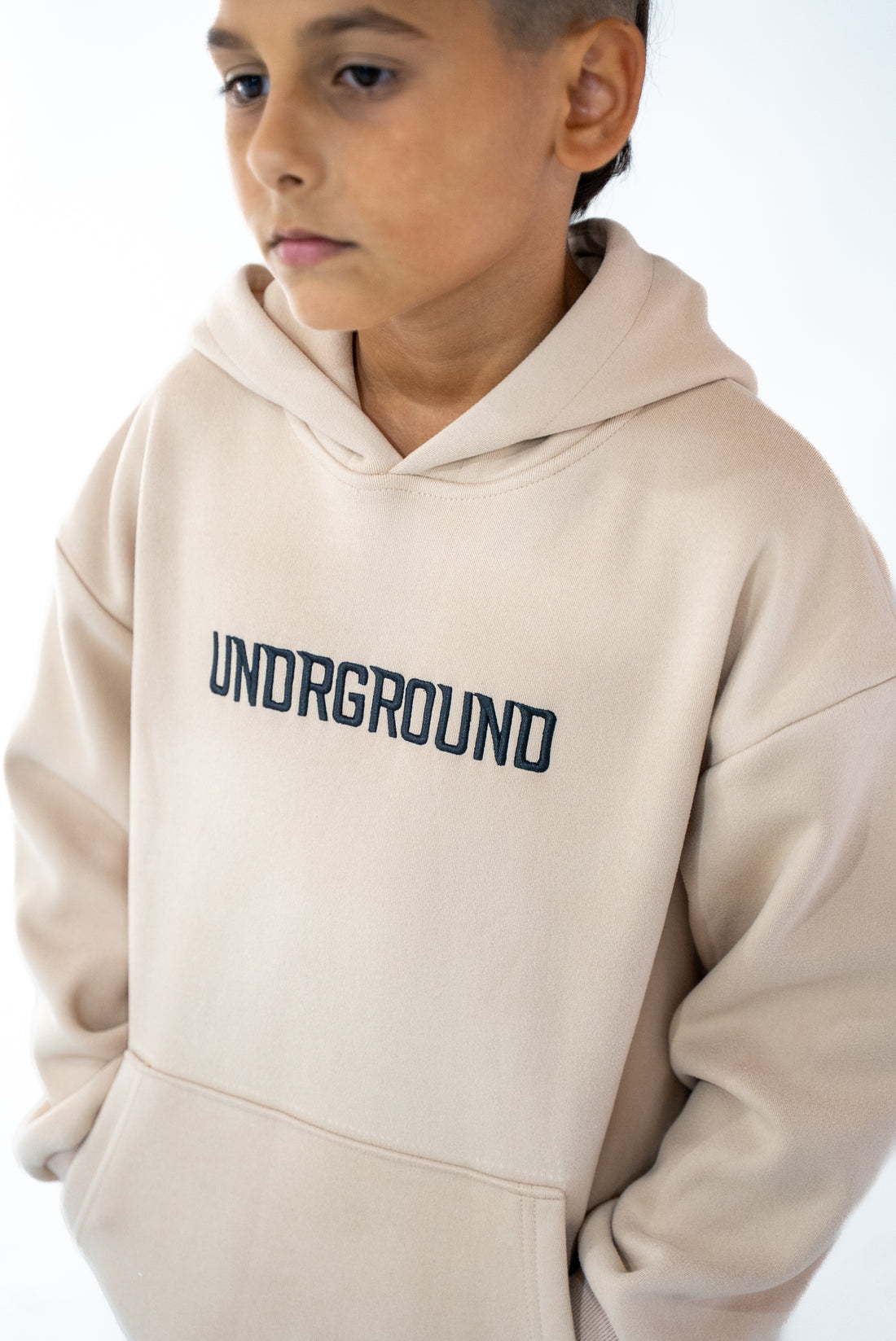 Kids Tan/Black " Moving In Silence " hoodie