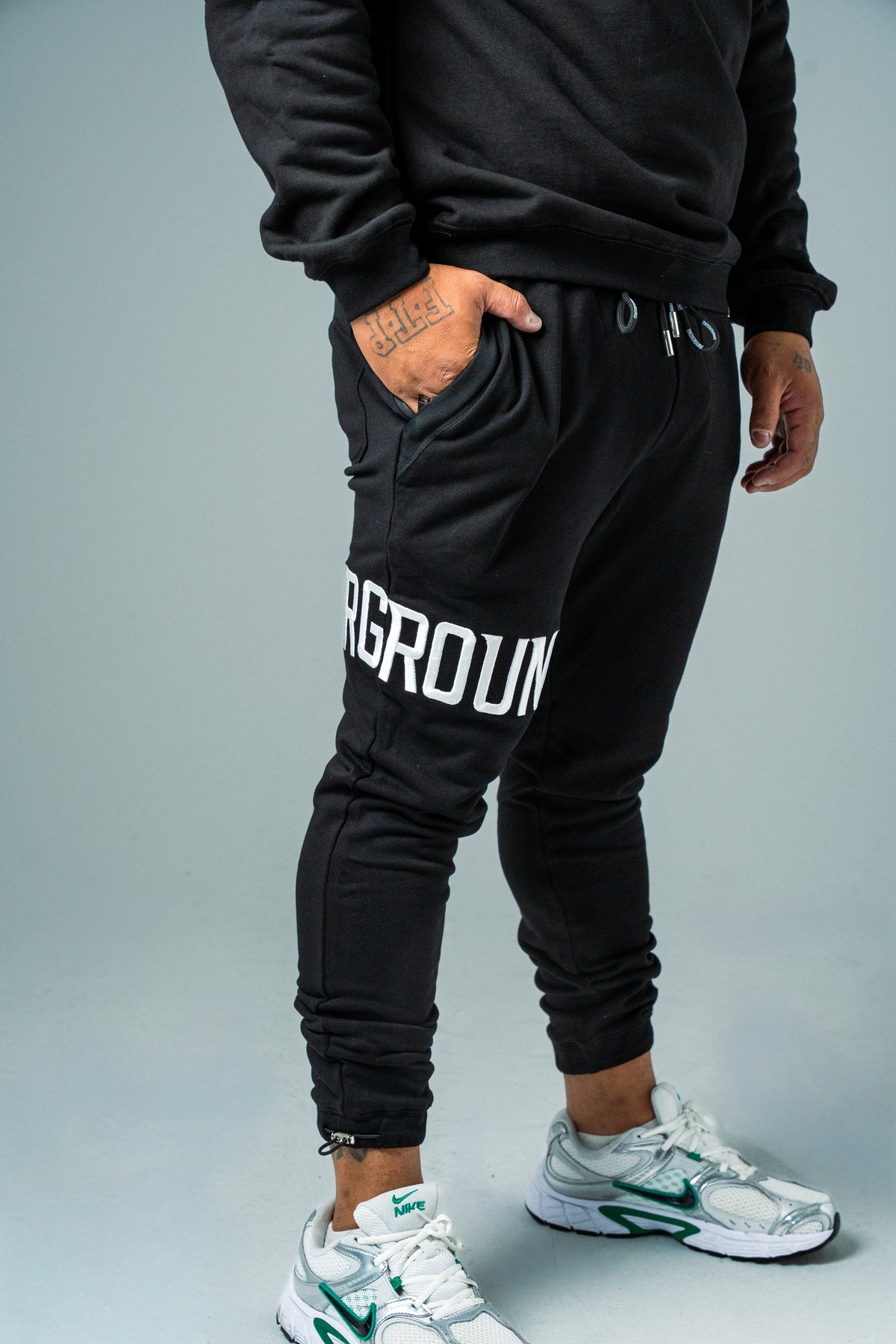 Black 3D Embroidered Trackpants
