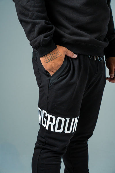 Black 3D Embroidered Trackpants