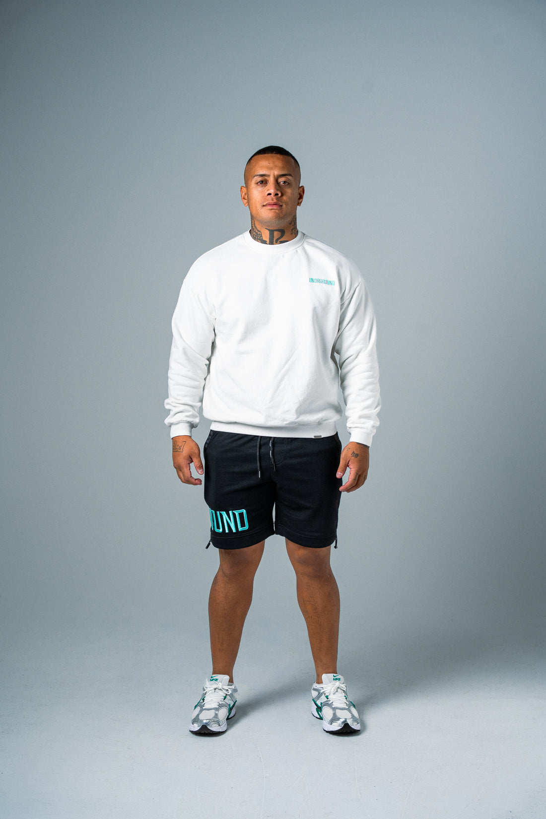 RELAXED FIT CREW (WHITE/TIFFANY)
