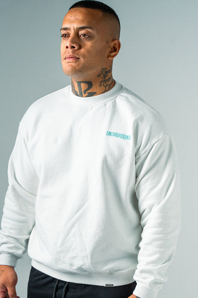 RELAXED FIT CREW (WHITE/TIFFANY)
