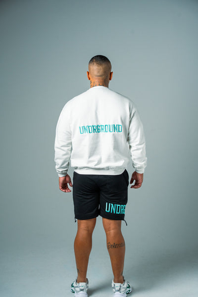 RELAXED FIT CREW (WHITE/TIFFANY)