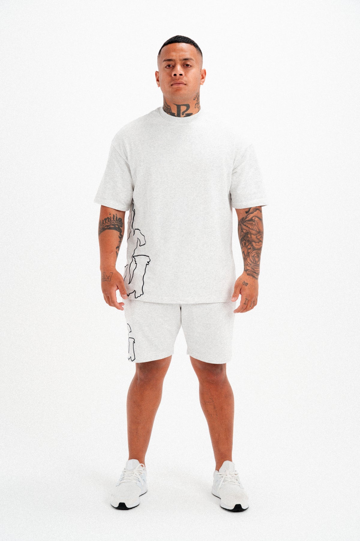 CODE OF SILENCE TEE- (WHITE MARL/BLACK)