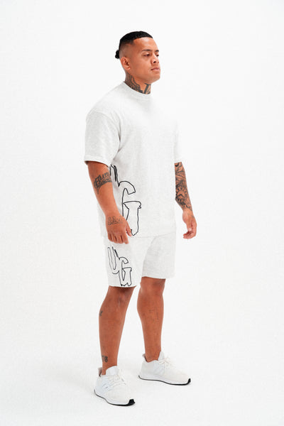 CODE OF SILENCE TEE- (WHITE MARL/BLACK)