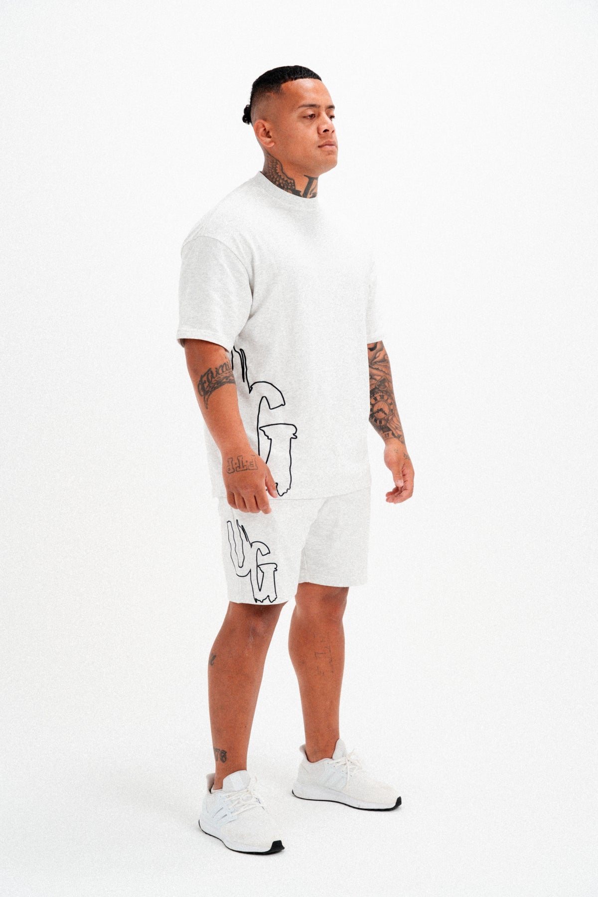 CODE OF SILENCE TEE- (WHITE MARL/BLACK)