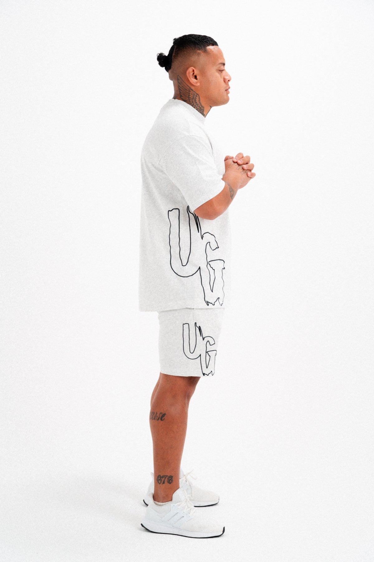 CODE OF SILENCE SHORTS- (WHITE MARL/BLACK)