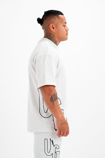 CODE OF SILENCE TEE- (WHITE MARL/BLACK)