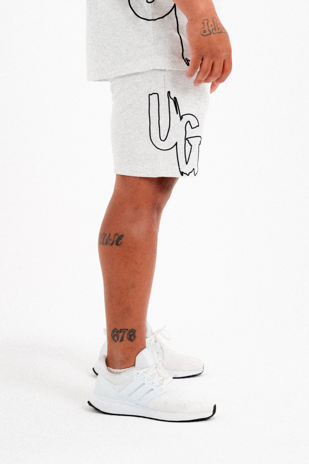 CODE OF SILENCE SHORTS- (WHITE MARL/BLACK)