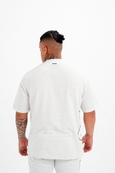 CODE OF SILENCE TEE- (WHITE MARL/BLACK)