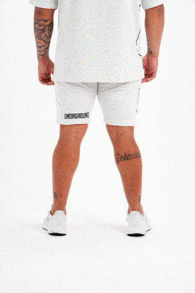 CODE OF SILENCE SHORTS- (WHITE MARL/BLACK)