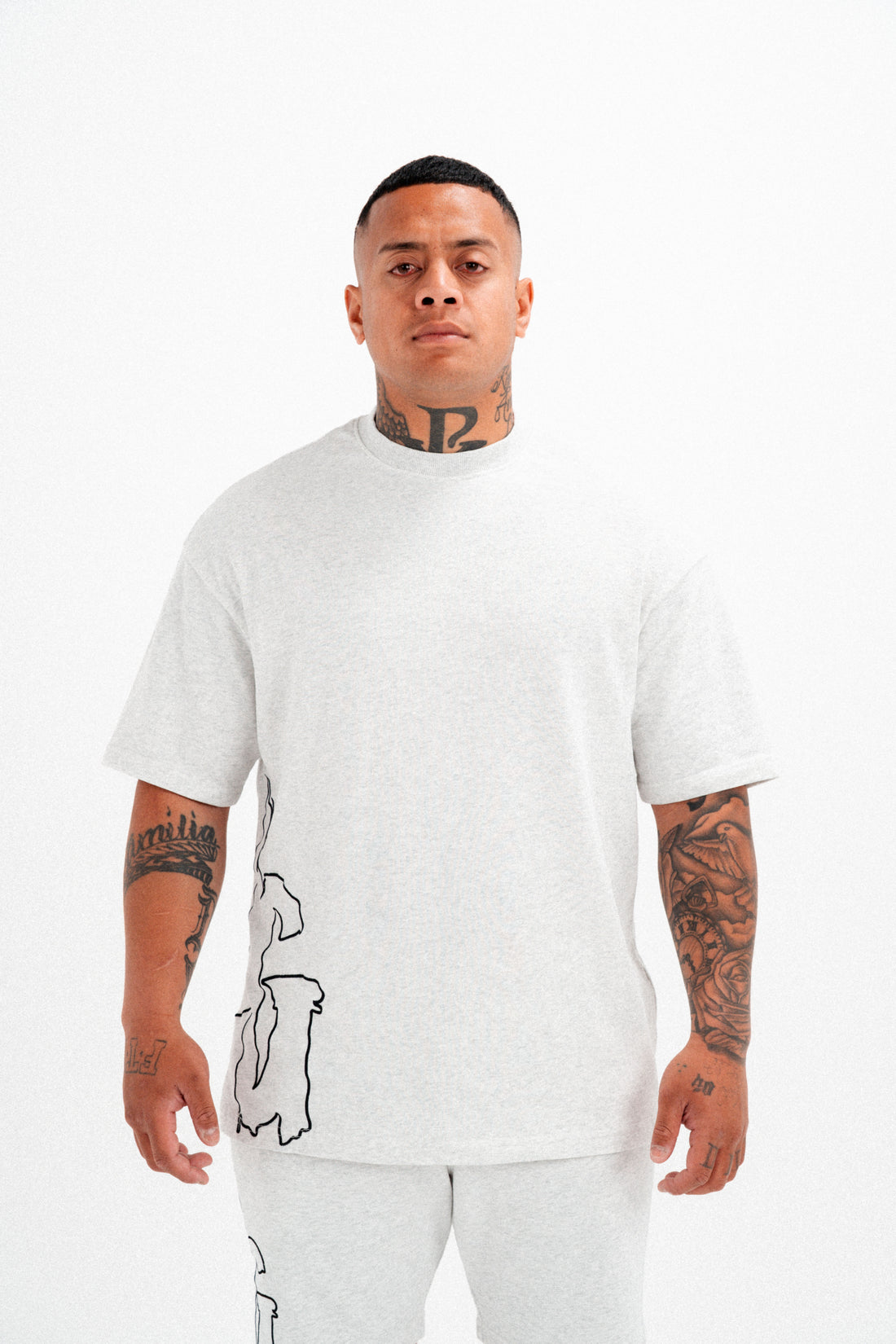 OMERTA TEE - WHITE MARL