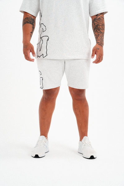 CODE OF SILENCE SHORTS- (WHITE MARL/BLACK)