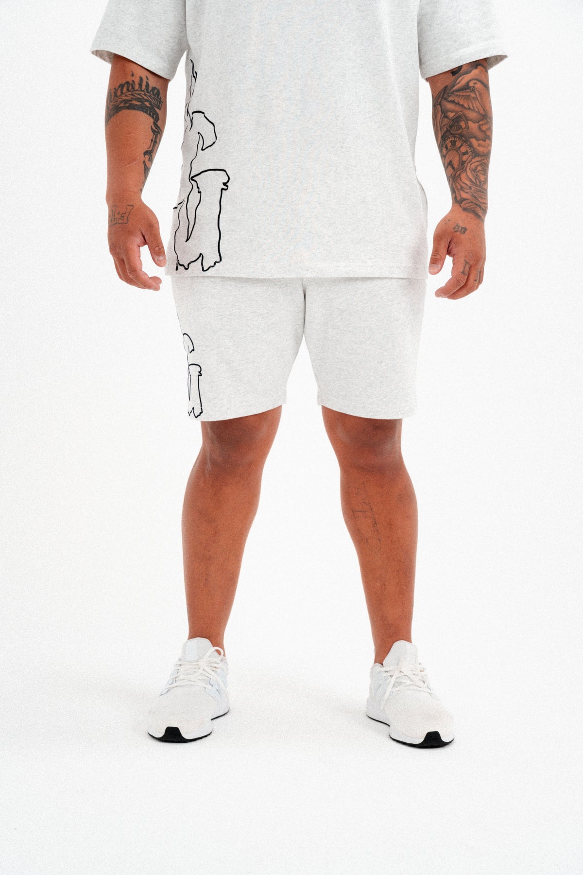 CODE OF SILENCE SHORTS- (WHITE MARL/BLACK)
