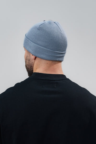 Grey Patched Cotton Beanie