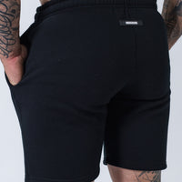 Black Double Print Cotton Shorts