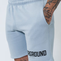 Powder Blue Double Print Cotton Shorts