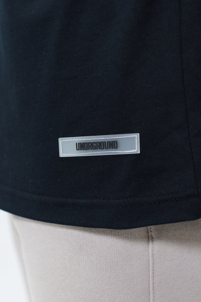 Black Double Print Box Fit Tee