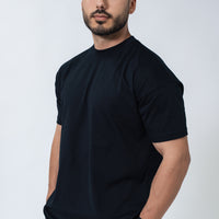 Black Double Print Box Fit Tee