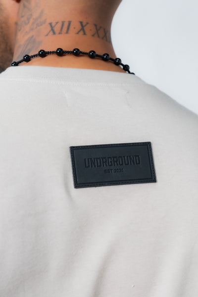 Taupe/Blk Leather Patch Tee