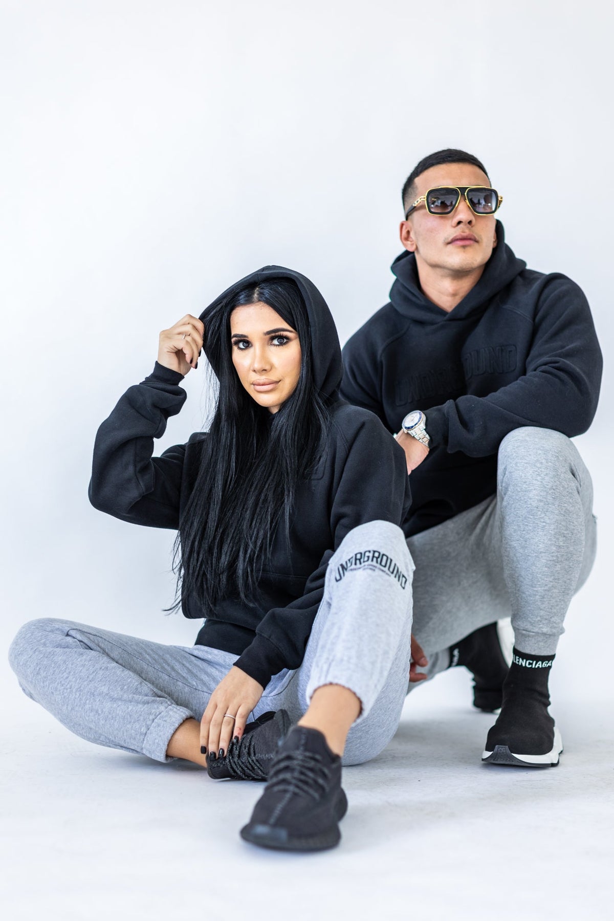 BLACK EMBOSSED HOODIE