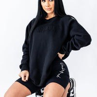 Black Embossed Crew Neck