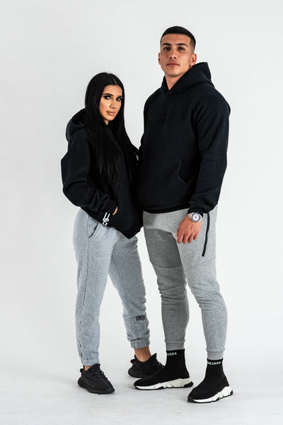BLACK EMBOSSED HOODIE