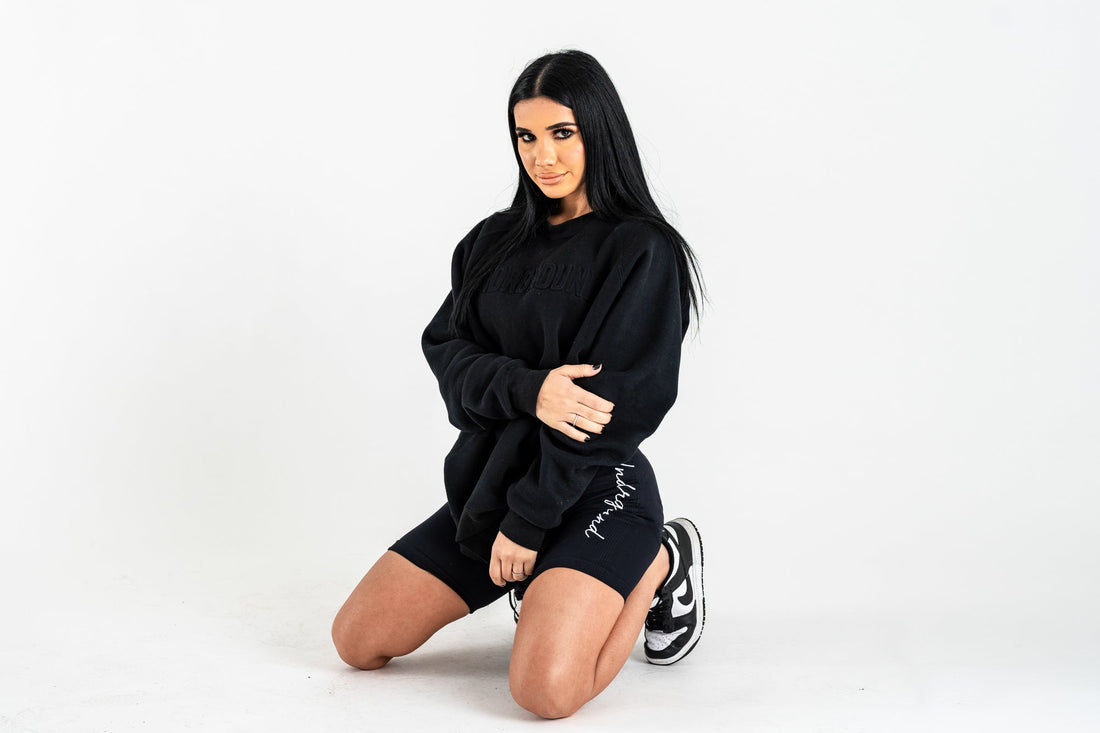 Black Embossed Crew Neck