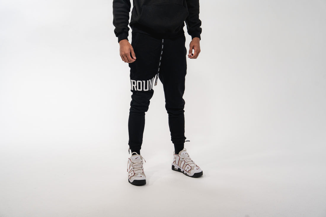 Black 3D Embroidered Trackpants