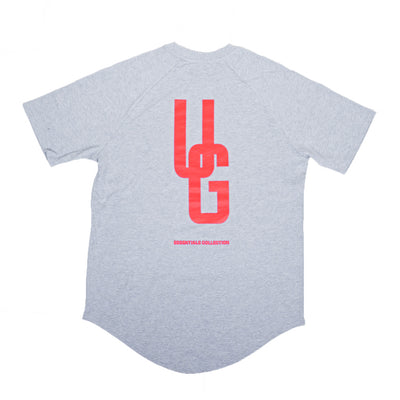 Curved Tee Red Logo x Grey