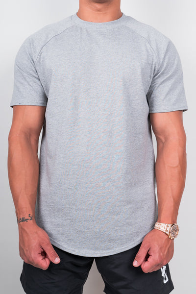 Curved Tee Red Logo x Grey